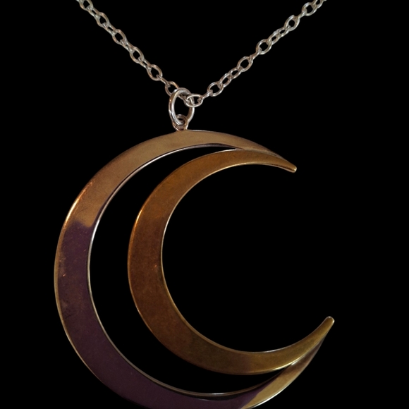 RLM Studio Robert Lee Morris sterling silver and brass open crescent moon pendan - Picture 7 of 12